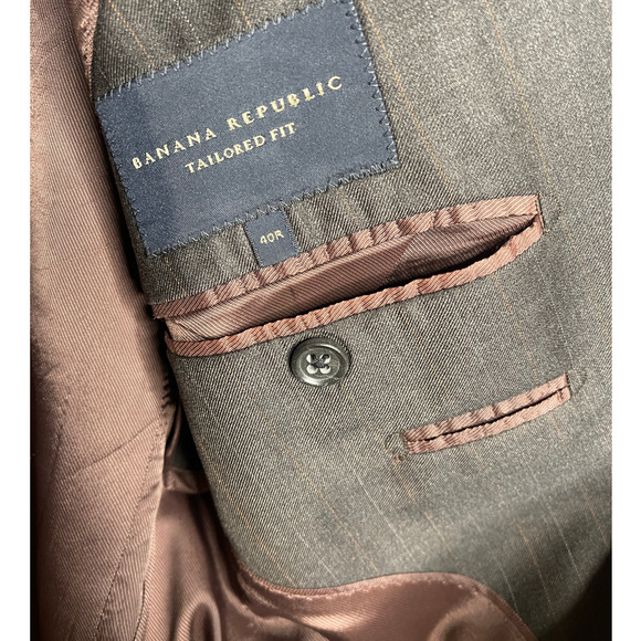 NEW! Banana Republic 40R Italian Wool $420 Tailored Fit Blazer Pinstripe Brown - Picture 3 of 10